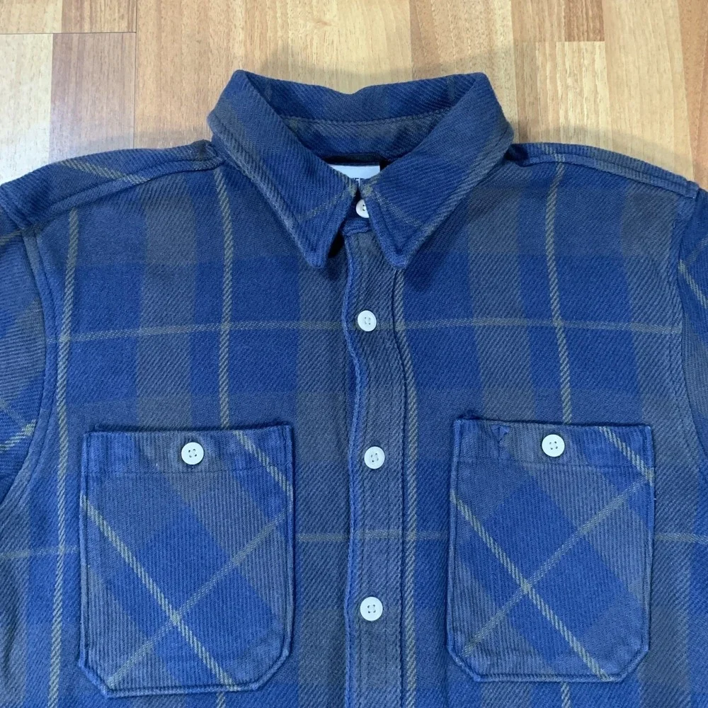 The North Face Shirt Mens Medium Blue Green Flannel Plaid Long Sleeve Button Up